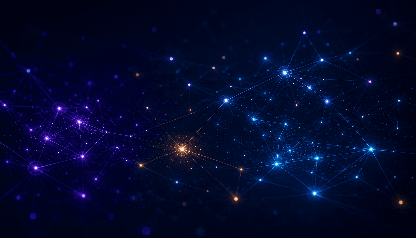 Resources, abstract knowledge network of illuminated nodes and connecting lines